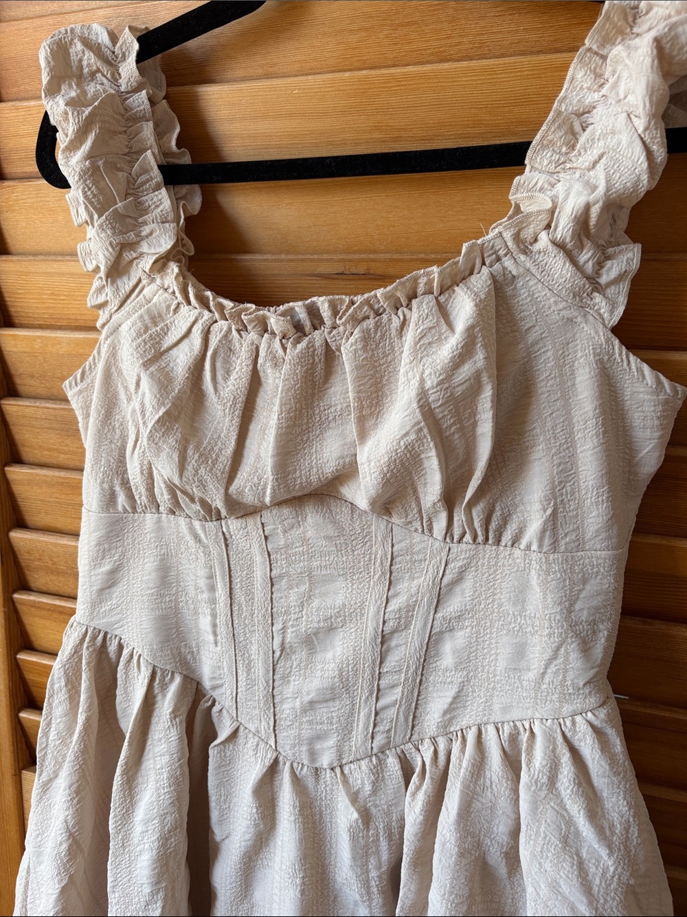Ruffled Strappy Summer Dress in Cream Romper with shorts size large outfit women - Picture 2 of 6